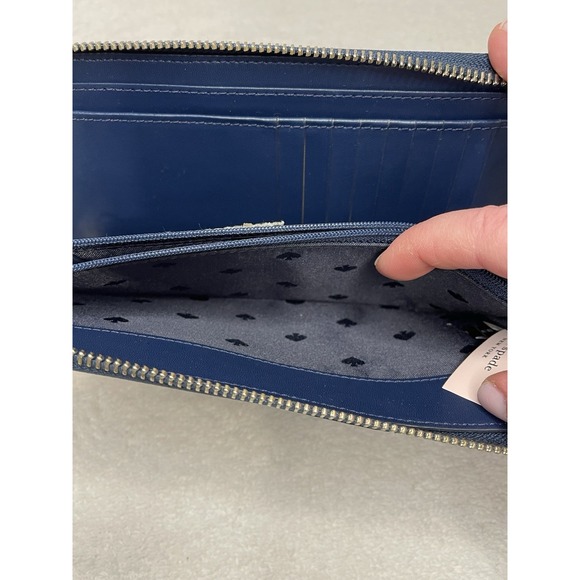 Kate Spade Navy Blue Leather Zipper Wallet Multi Pockets Style J183 - Picture 7 of 7
